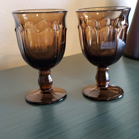 Vintage Noritake Provincial Brown Wine Glasses Tea Water Goblet Mid-Century - Picture 11 of 12